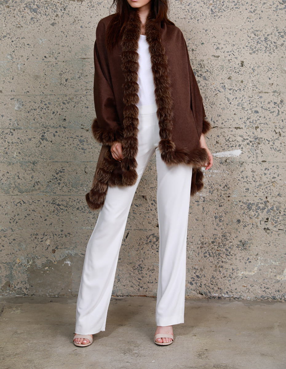 Cashmere Shawl with Fox Fur Trim – Dolce Cabo