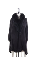 Wool Cardigan with Fur Collar
