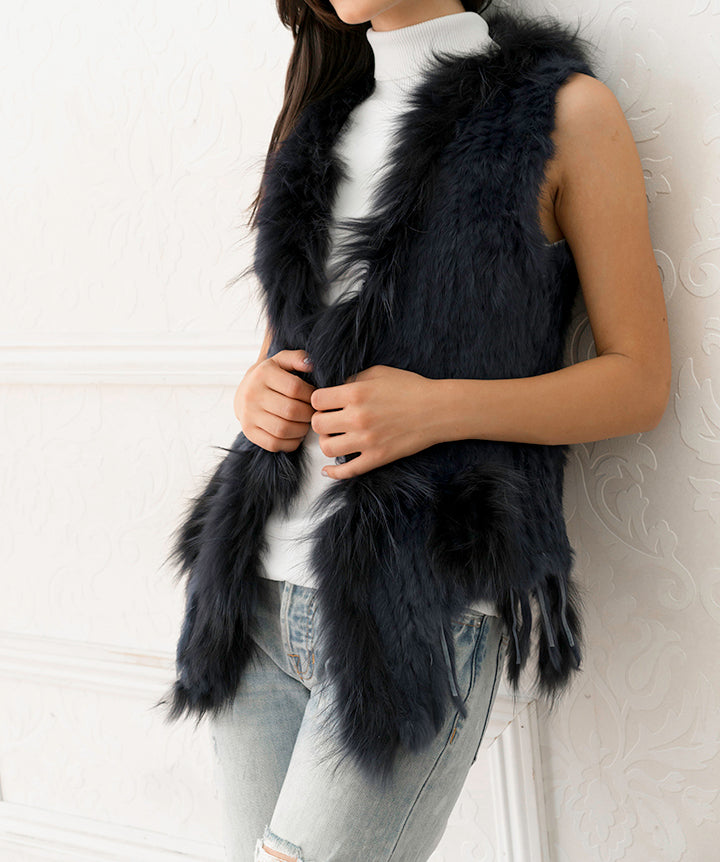 DOLCE CABO Brown Rabbit Fur Vest Size XL – alineconsignment