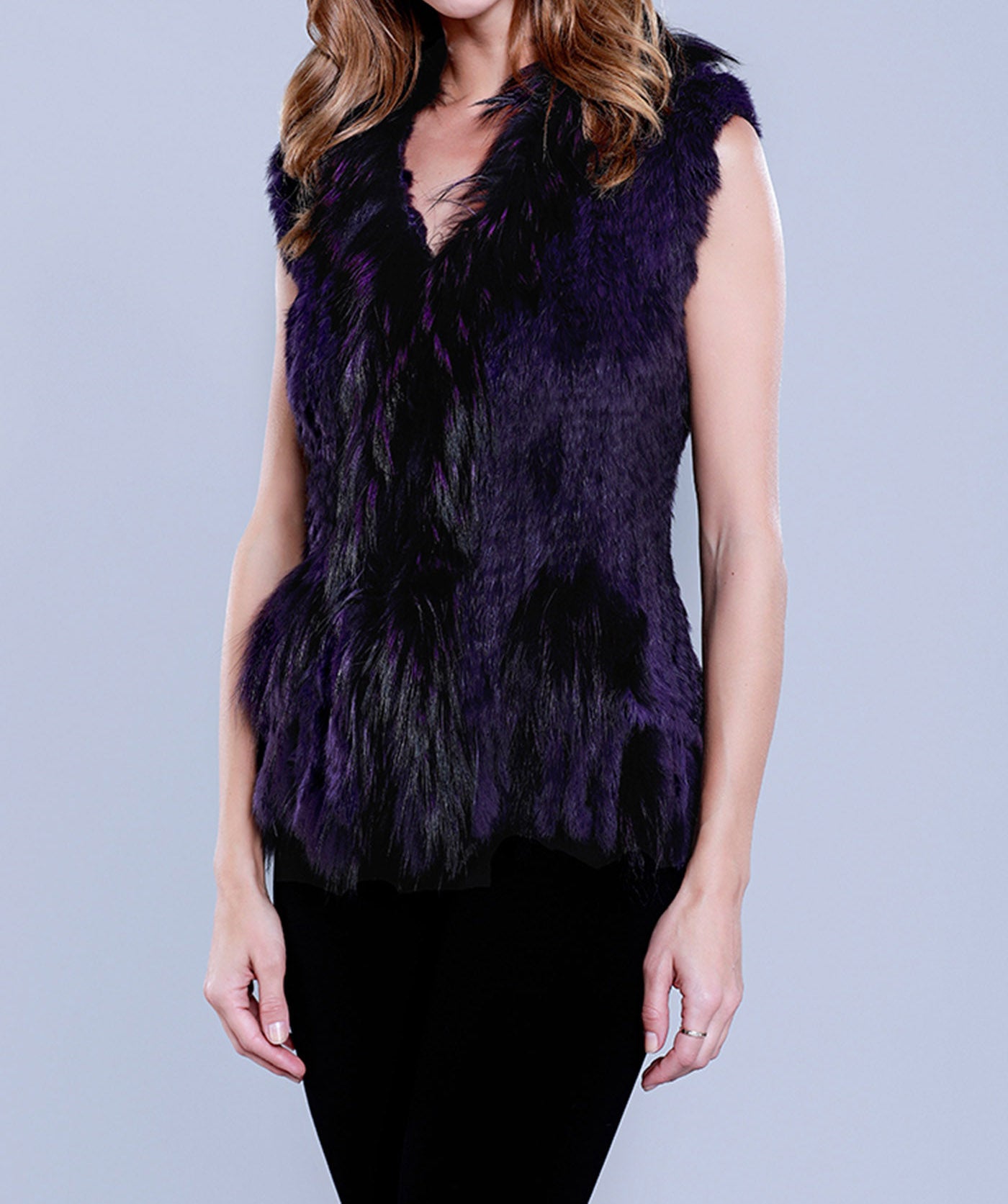 Load image into Gallery viewer, Rabbit Fur Vest with Raccoon Trim
