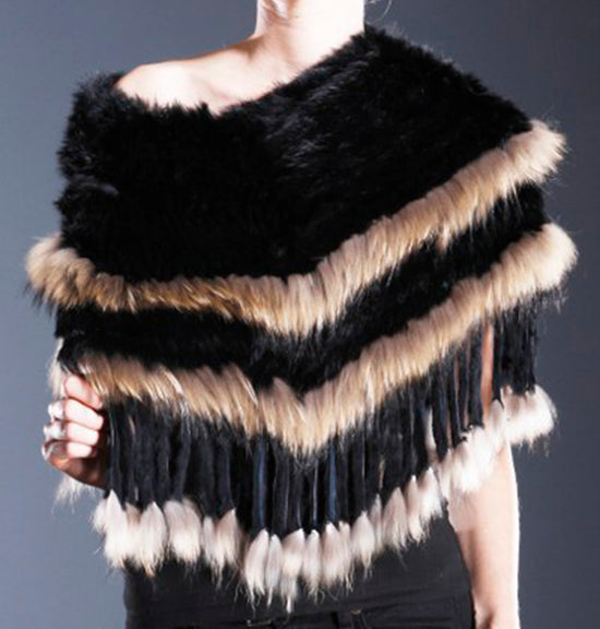 Load image into Gallery viewer, Fringe Two Tone Poncho
