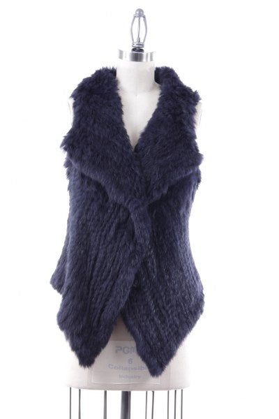 Natural Rabbit Fur Knit Back Vest
