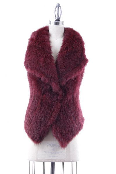 Rabbit Fur Vest with Knit Back