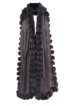 Cashmere Fox Fur Wrap, Knit, Fox Fur, Charcoal, Scarf, Dolce Cabo