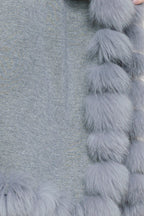 Cashmere Fox Fur Wrap, Knit, Fox Fur, Heather Grey, Scarf, Dolce Cabo