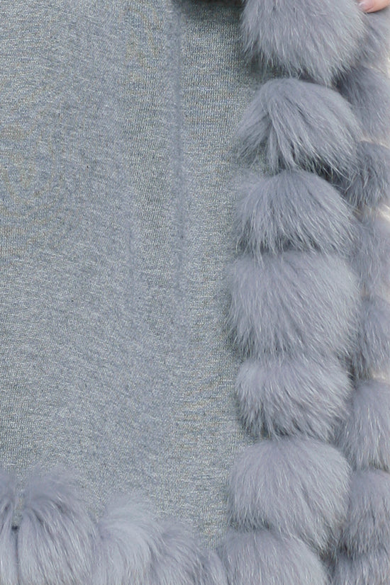 Load image into Gallery viewer, Cashmere Fox Fur Wrap, Knit, Fox Fur, Heather Grey, Scarf, Dolce Cabo

