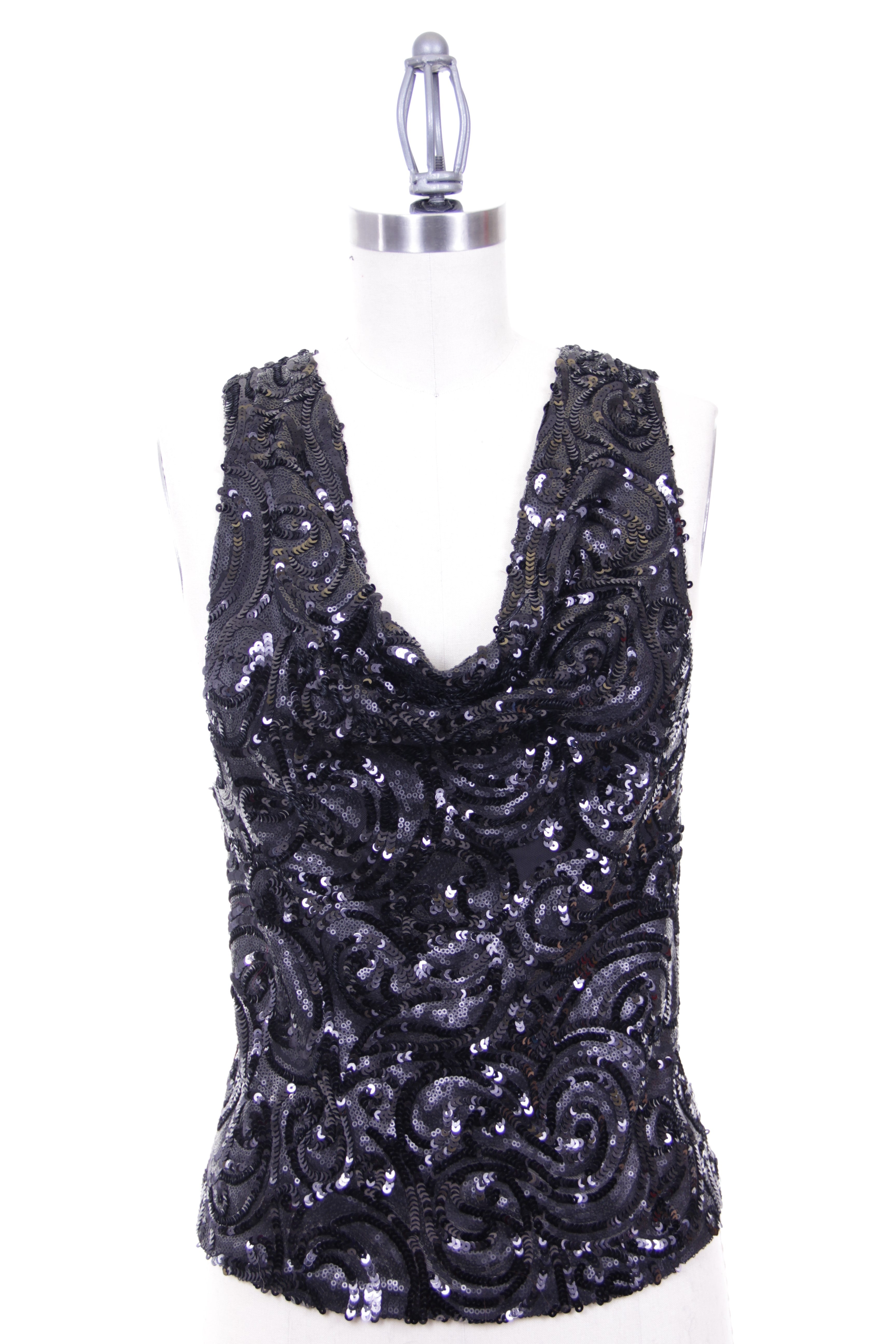 Sequin Cowl Neck Top