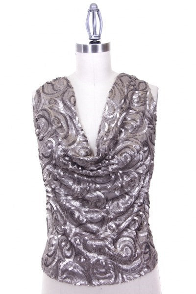 Sequin Cowl Neck Top