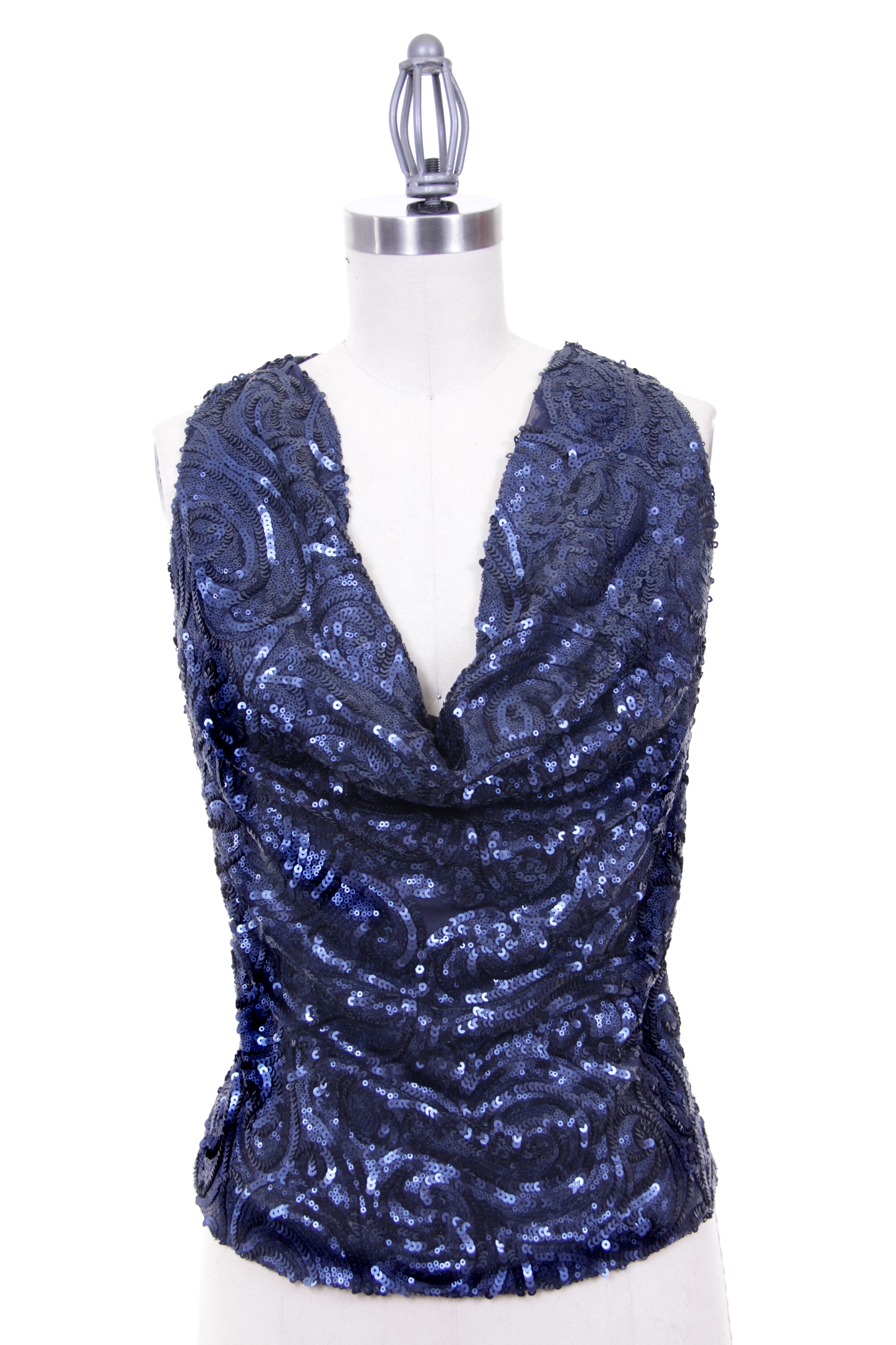 Sequin Cowl Neck Top