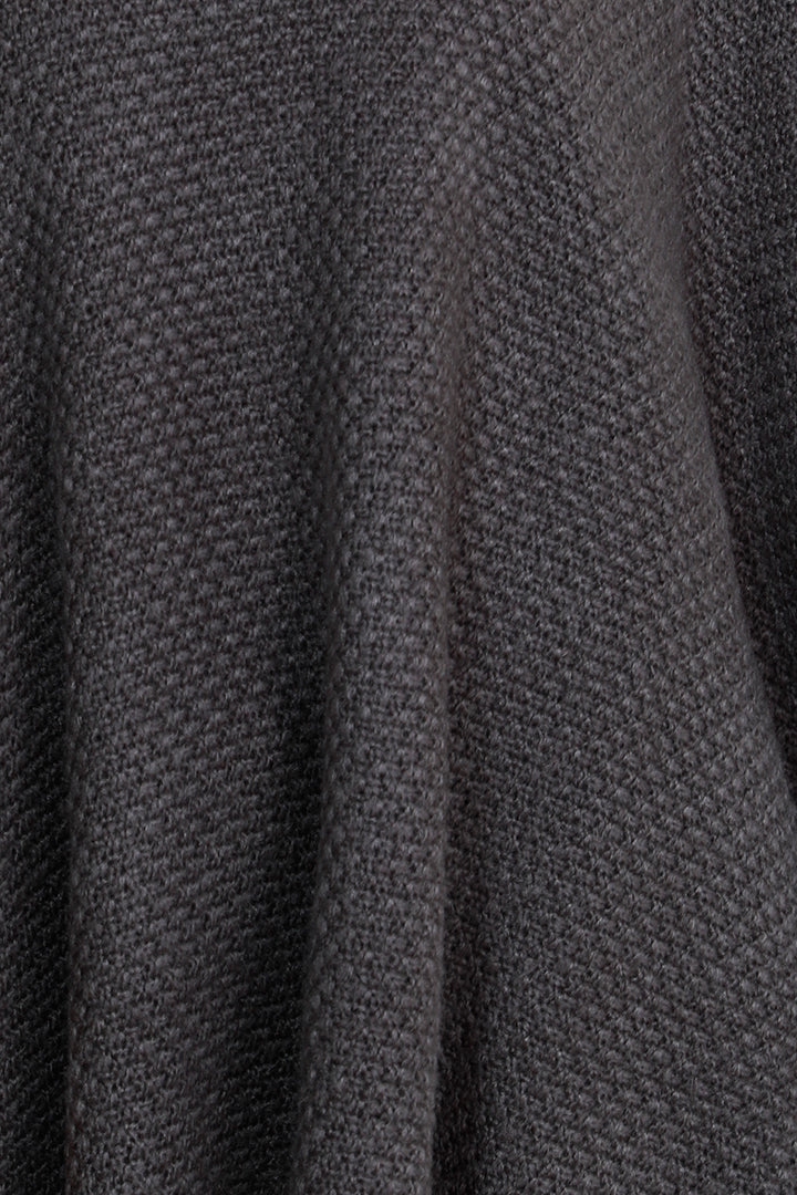 Fur Trim Knit Poncho, Grey, Dolce Cabo