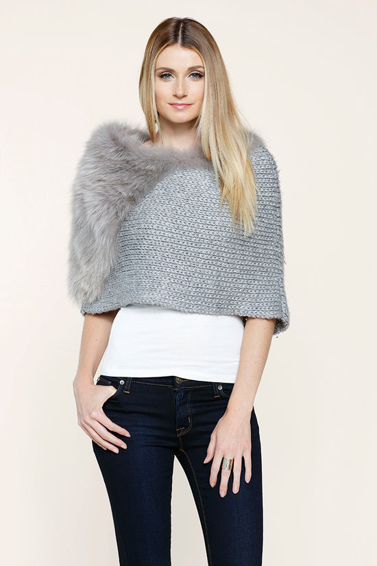 Real Fox Fur Knit Caplet Grey, Dolce Cabo
