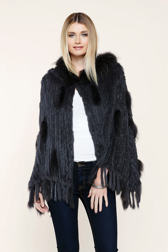Load image into Gallery viewer, Lux Fur Poncho, Grey, Rabbit Fur, Fox Fur, Raccoon Fur, Dolce Cabo
