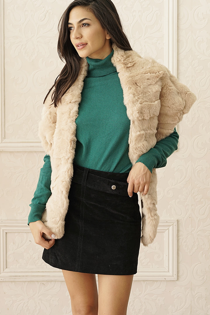 Rabbit Fur Stole, Wrap, Scarf, Dolce Cabo, Champagne