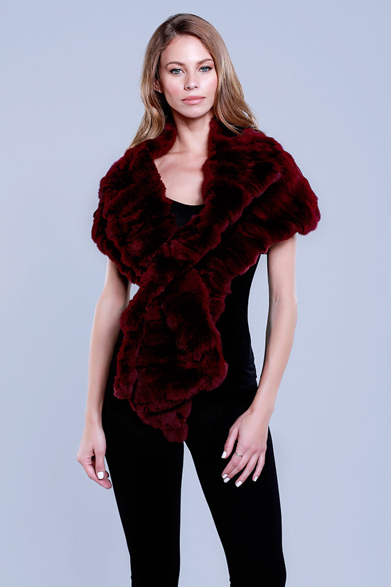 Rabbit Fur Stole, Wrap, Scarf, Dolce Cabo, Maroon