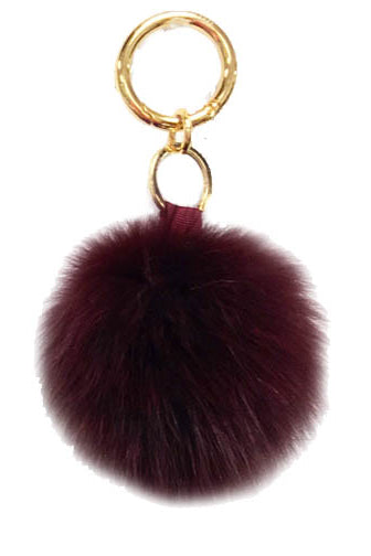 Fox Fur Keychain, Real Fur, Pom Pom, Black, Dolce Cabo, Wine