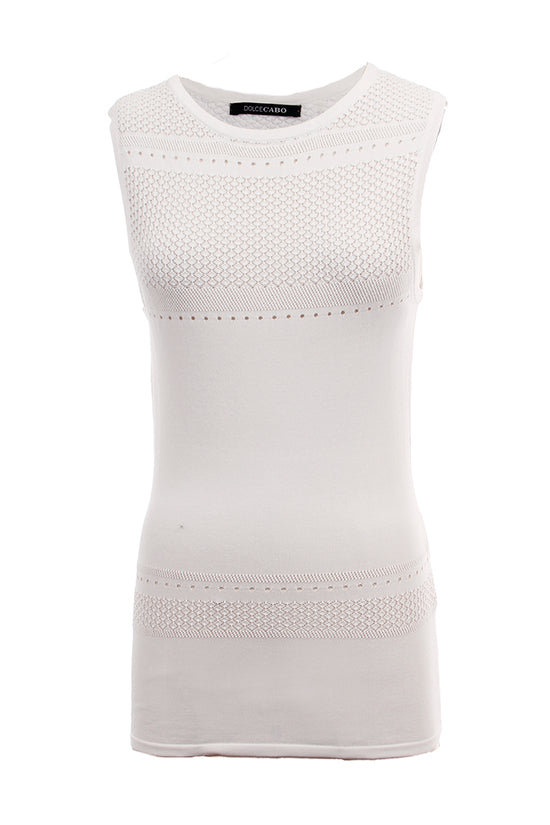 Pointelle Knit Tank Top, White, Dolce Cabo