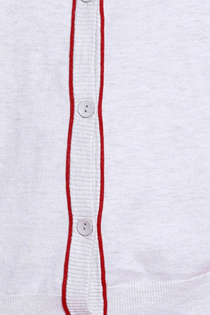 Silk + Cotton Blend Cardigan, Dolce Cabo, Heather Grey/Red