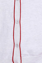 Silk + Cotton Blend Cardigan, Dolce Cabo, Heather Grey/Red