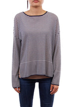 Navy Stripe Top with side vent slits, Navy, Dolce Cabo