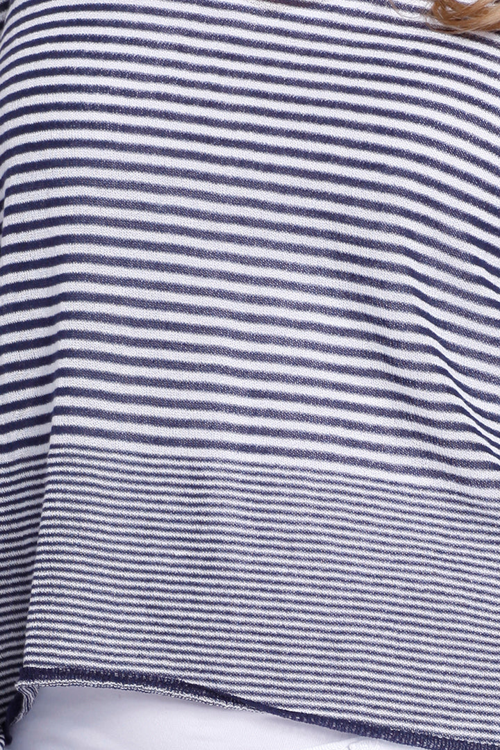 Navy Stripe Top with side vent slits, Navy, Dolce Cabo