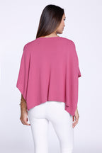 Cropped Poncho Knit Raspberry