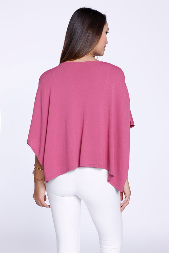 Load image into Gallery viewer, Cropped Poncho Knit Raspberry
