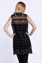 Vegan Leather Cut-Out Vest, Faux Leather, Black, Dolce Cabo