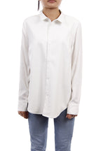 Faux Leather Button Down White Top, Dolce Cabo