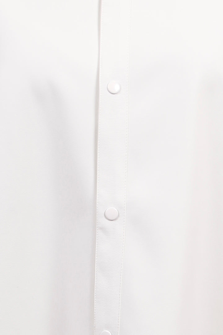 Faux Leather Button Down White Top, Dolce Cabo