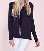 Striped Cardigan with Elbow Patches