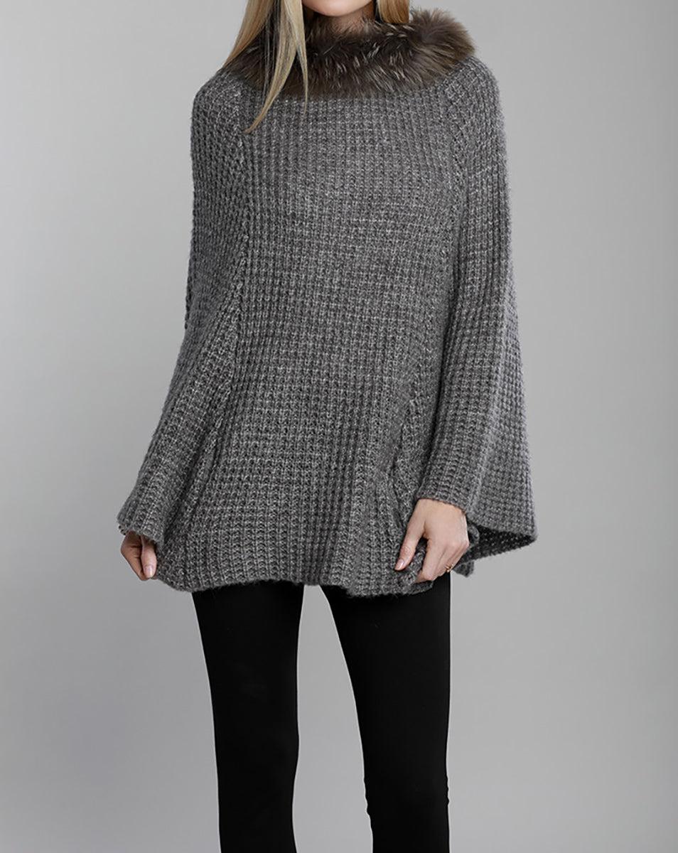 Load image into Gallery viewer, Knit Fur Poncho
