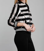 Striped Sequin Bomber Jacket