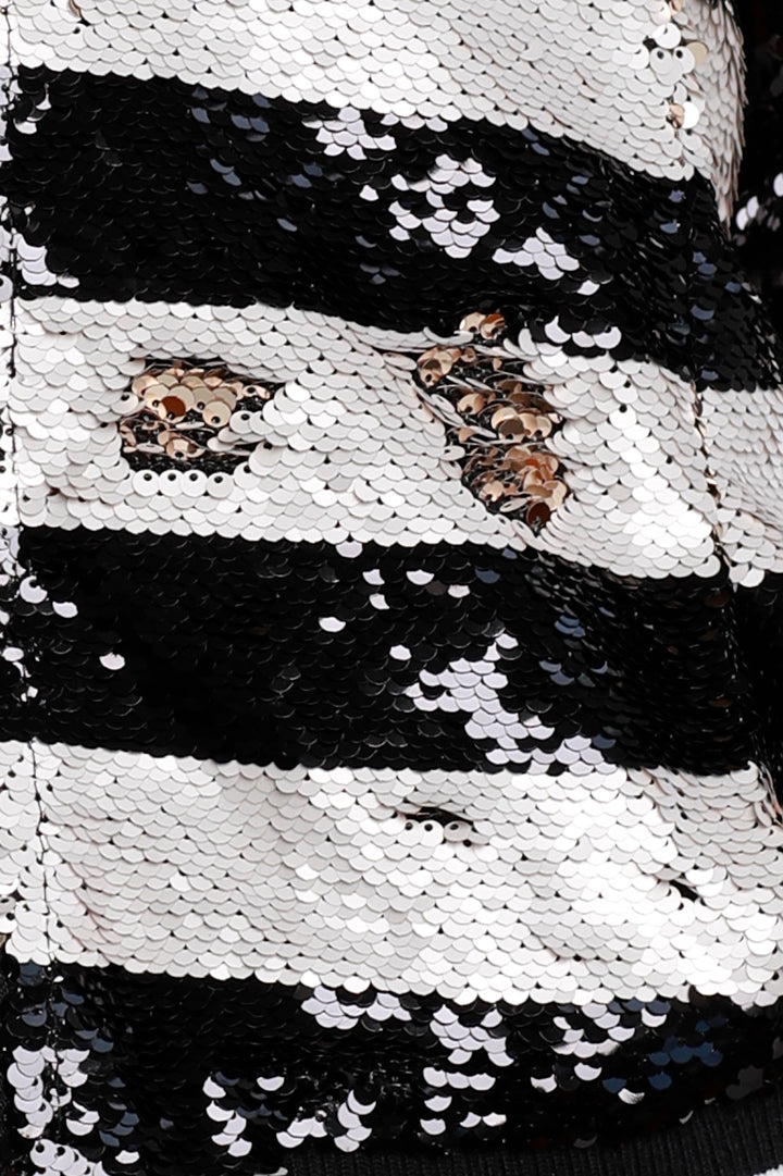 Stripe Sequin Bomber, Gold Black, Dolce Cabo