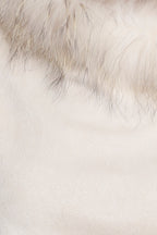 Faux Suede Fur Poncho Ruffles, Raccoon Fur, Beige, Dolce Cabo