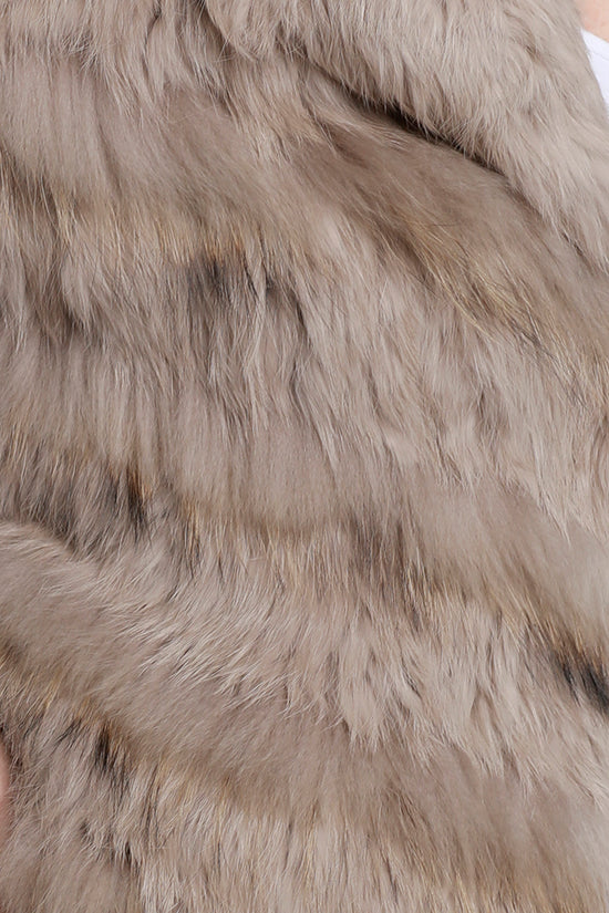 Knitted Fur Jacket, Raccoon Fur, Rabbit Fur, Oatmeal, Tan, Dolce Cabo