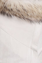 Moto Jacket w/ Fur, Faux Suede, Beige, Raccoon Fur, Dolce Cabo