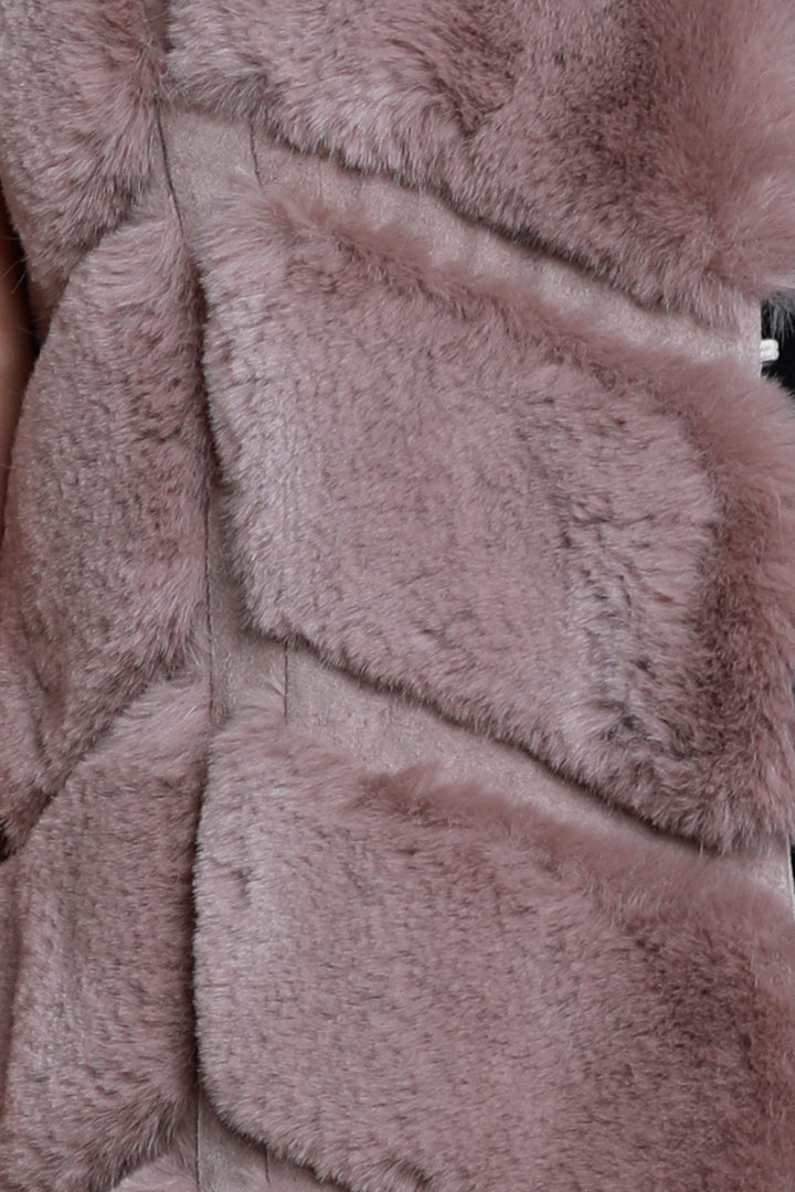 Chevron Faux Fur Vest, Taupe, Dolce Cabo