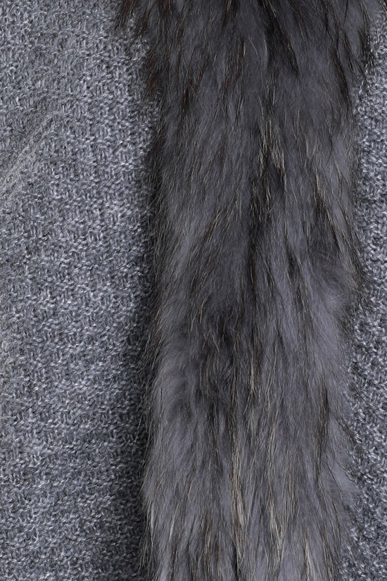 Short Cardi + Raccoon Trim, Grey, Dolce Cabo
