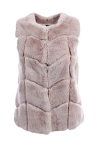 Chevron Rex Rabbit Fur Vest, Blush, Dolce Cabo