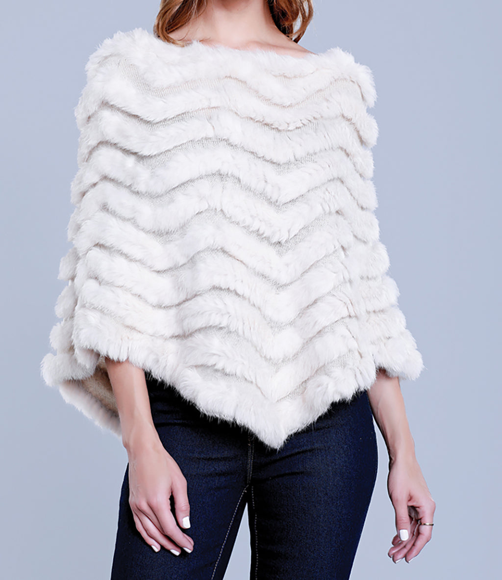 Tiered Rabbit Fur Poncho Dolce Cabo