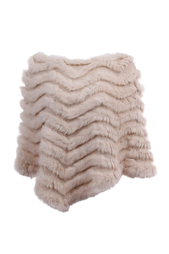 Load image into Gallery viewer, Rabbit Fur Knit Poncho, Beige, Dolce Cabo
