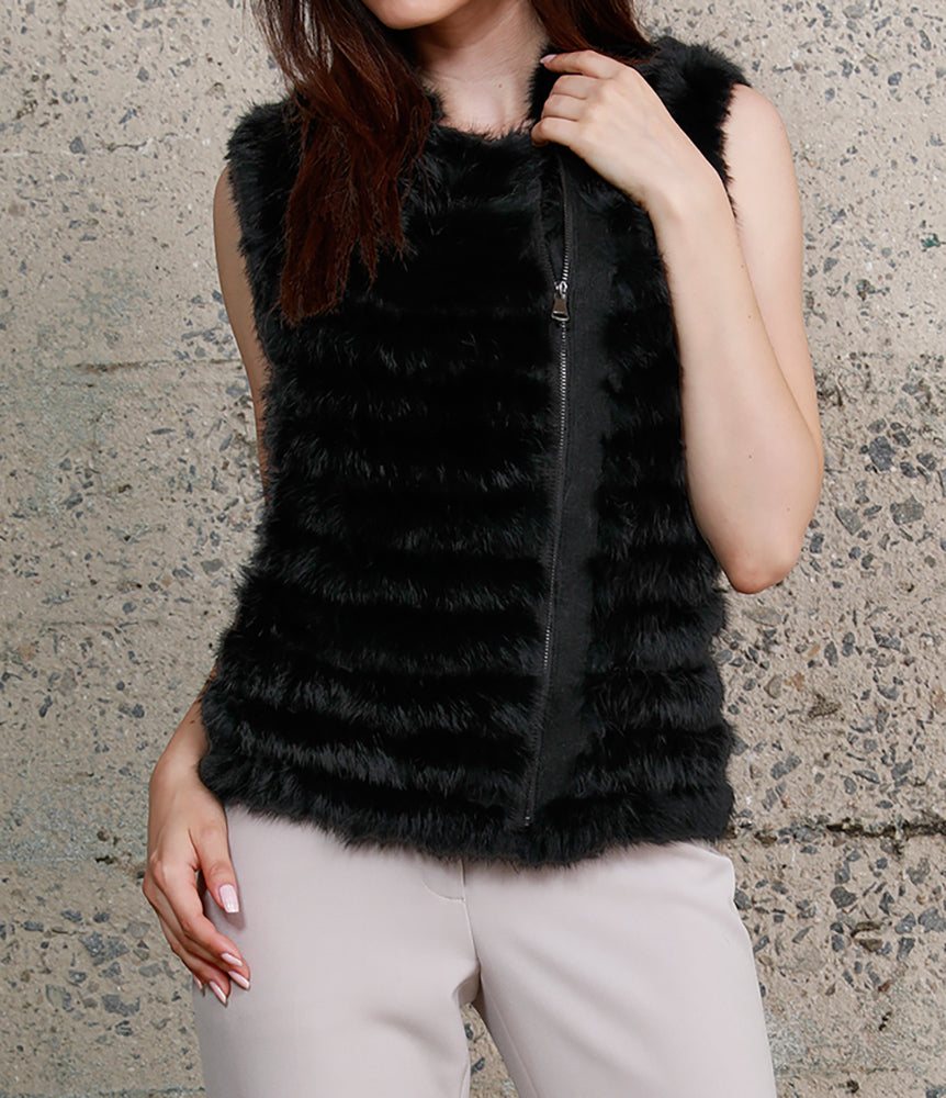 Load image into Gallery viewer, Moto Style Rabbit Fur Vest
