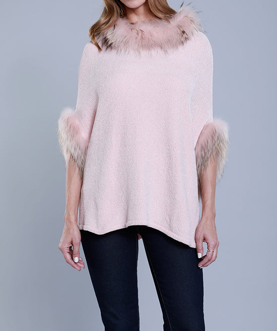 Load image into Gallery viewer, Chenille Poncho and Raccoon Fur
