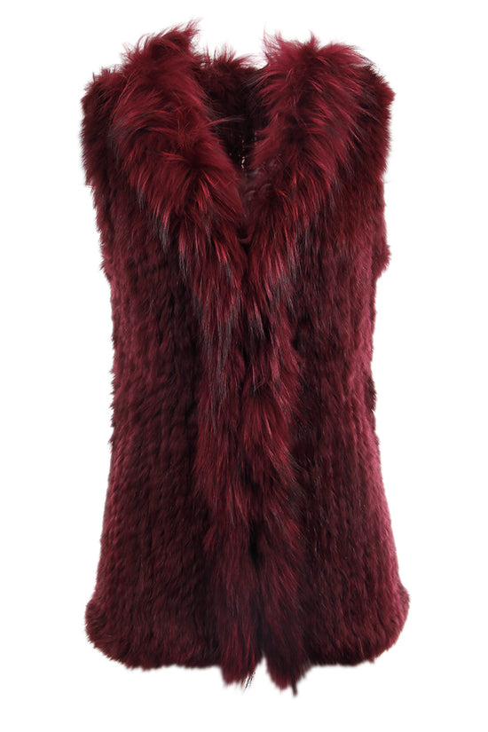 Load image into Gallery viewer, Rabbit + Raccoon Trim Vest, Wine, Dolce Cabo
