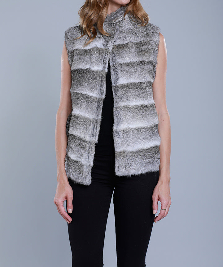 Paneled Rabbit Fur Vest