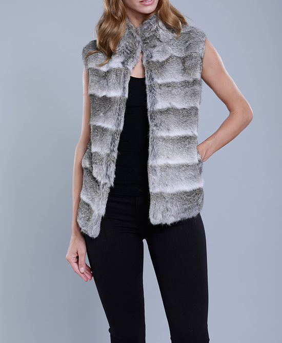 Paneled Rabbit Fur Vest