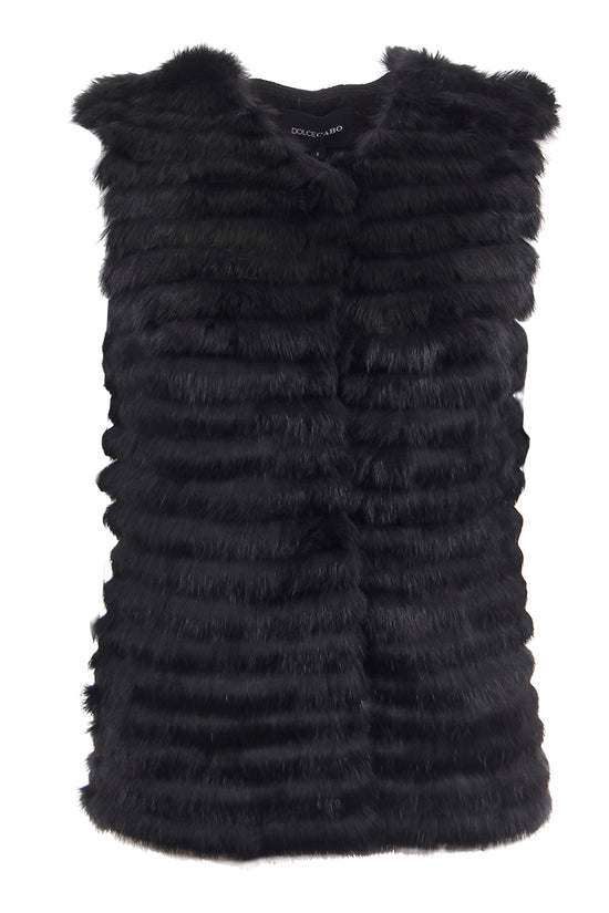 Load image into Gallery viewer, Rabbit Fur Panel Vest, Black, Dolce Cabo
