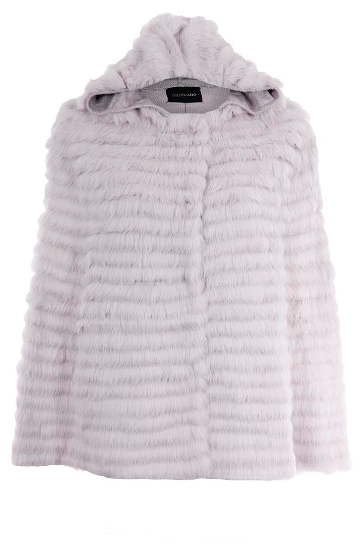 Hooded Natural  Fur Cape