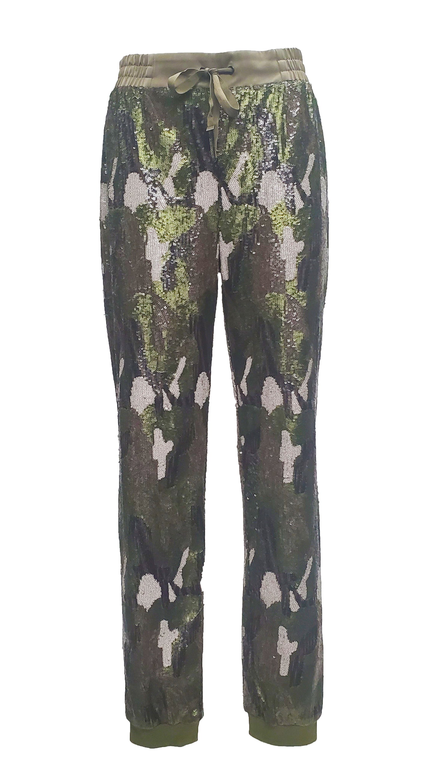 Load image into Gallery viewer, Sequin Jogger Pants, camouflauge
