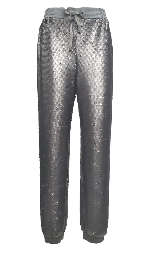 Load image into Gallery viewer, Sequin Jogger Pants, gunmetal
